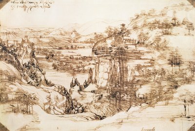 Arno-Landschaft, 5. August 1473 von Leonardo da Vinci